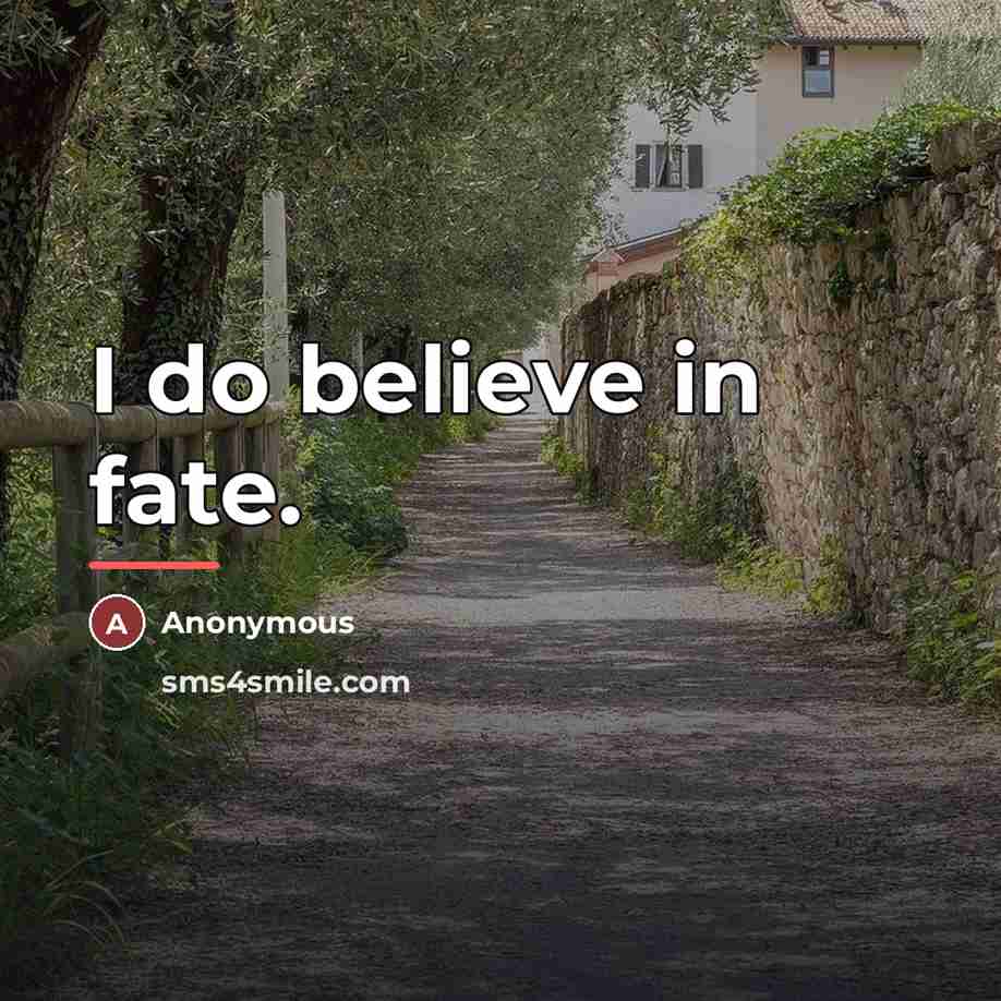 “I do believe in fate.…” quote by Anonymous