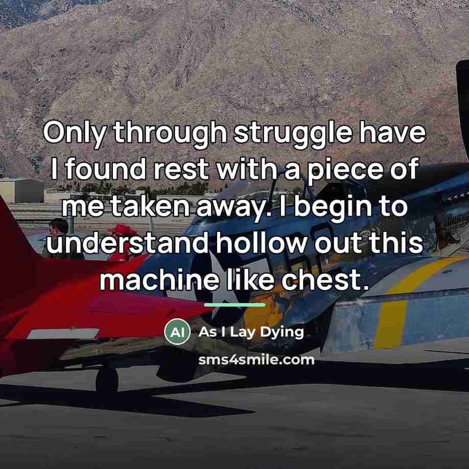“Only through struggle have I found rest with a piece…” quote by As I Lay Dying