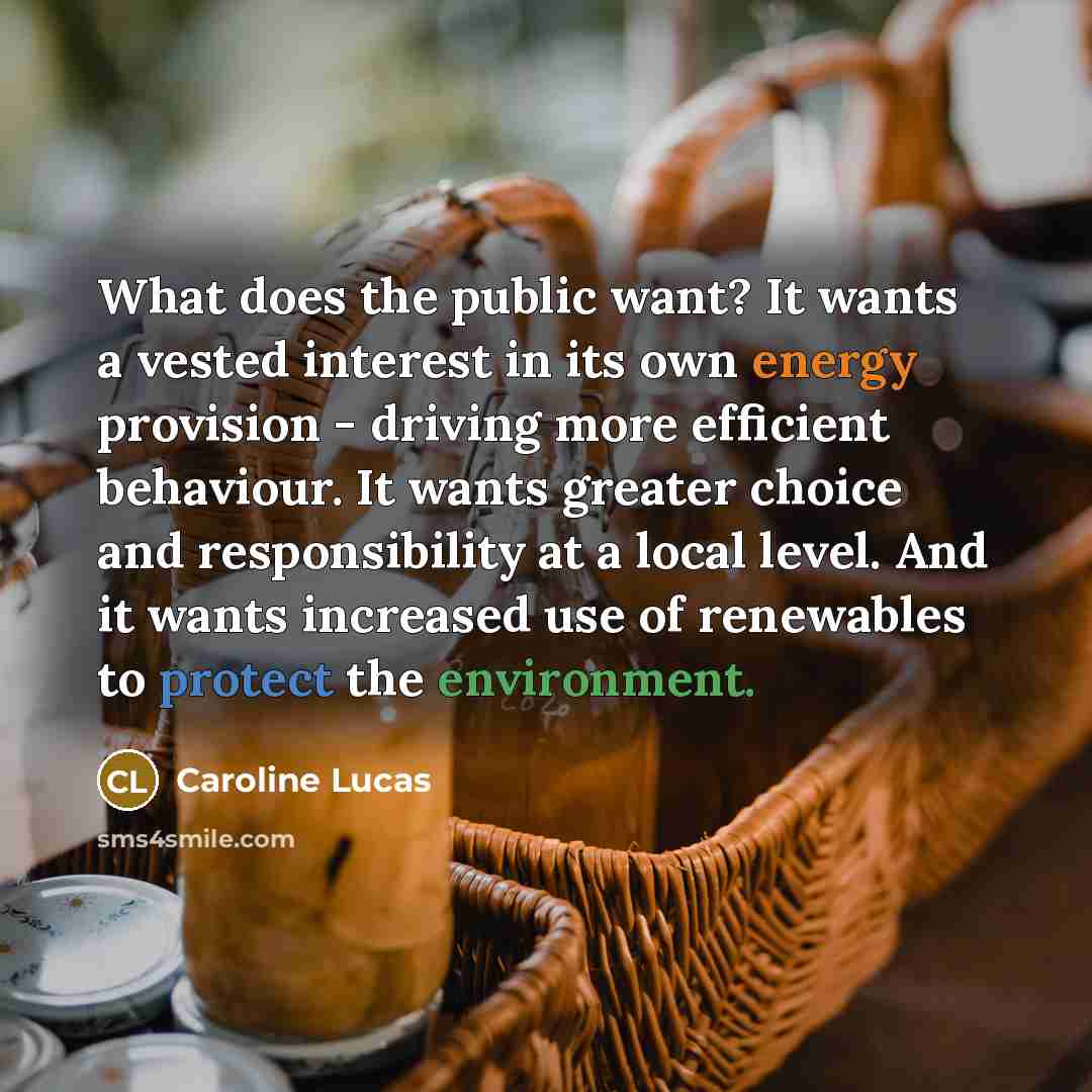 “What does the public want? It wants a vested interest…” quote by Caroline Lucas