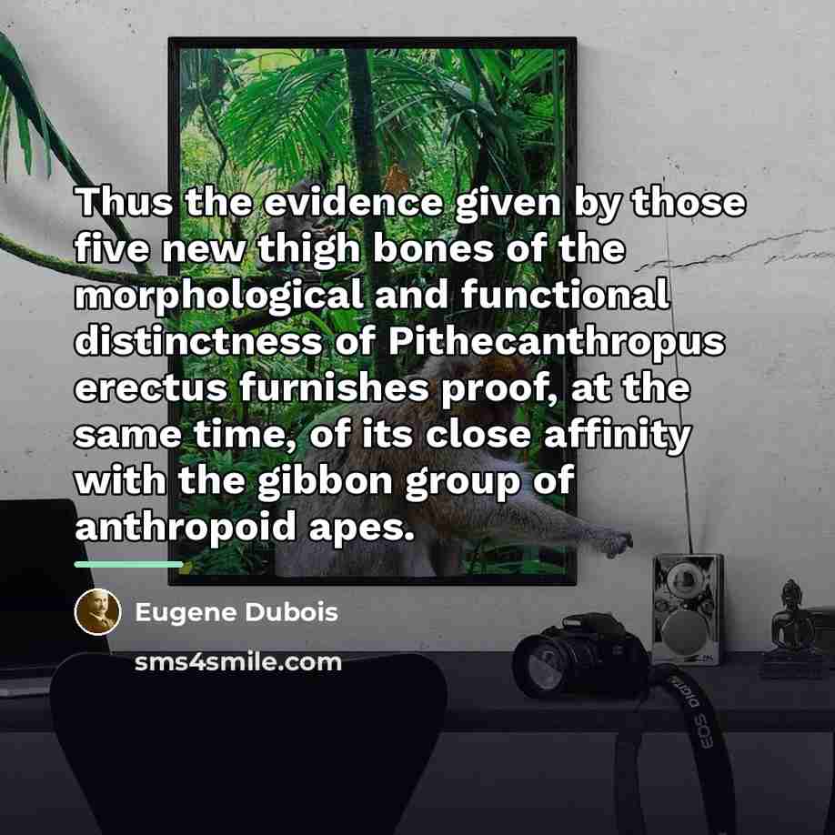 “Thus the evidence given by those five new thigh bones…” quote by Eugene Dubois