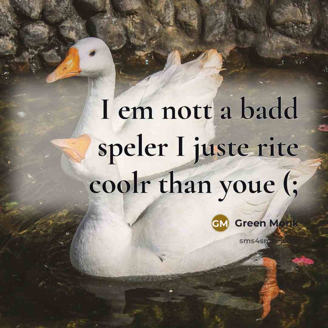 “I em nott a badd speler I juste rite coolr…” quote by Green Monk