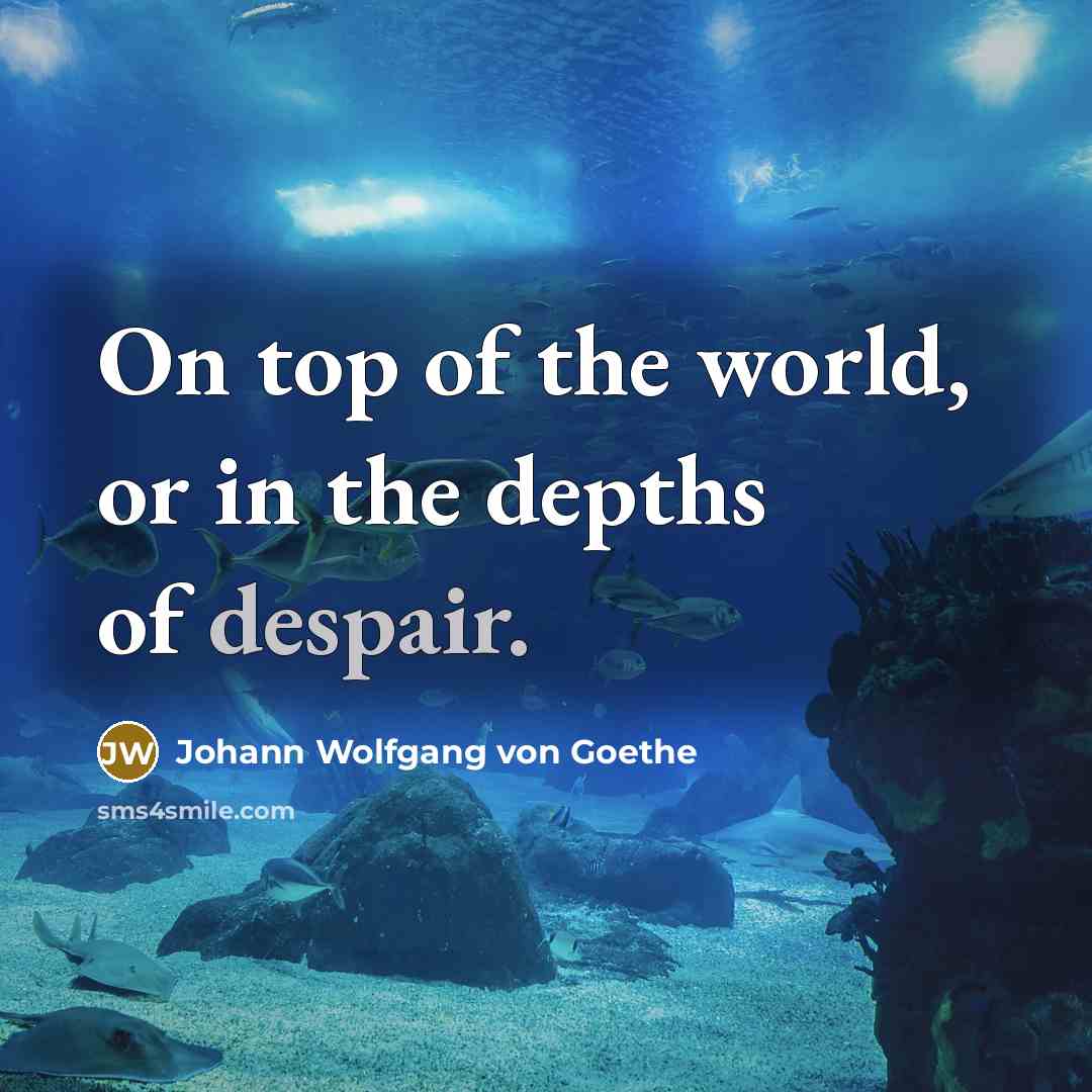 “On top of the world, or in the depths of…” quote by Johann Wolfgang von Goethe
