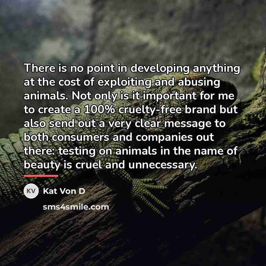 “There is no point in developing anything at the cost…” quote by Kat Von D