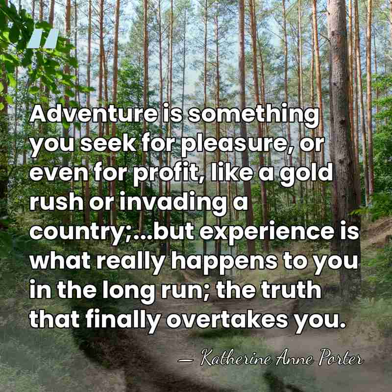 Adventure is something you seek for pleasure, or even for profit, like&hellip; - Katherine Anne Porter
