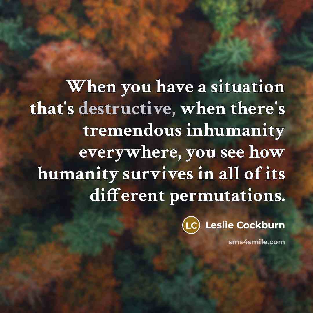 “When you have a situation that's destructive, when there's tremendous…” quote by Leslie Cockburn