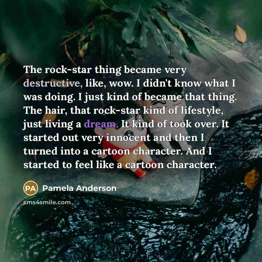 “The rock-star thing became very destructive, like, wow. I didn't…” quote by Pamela Anderson