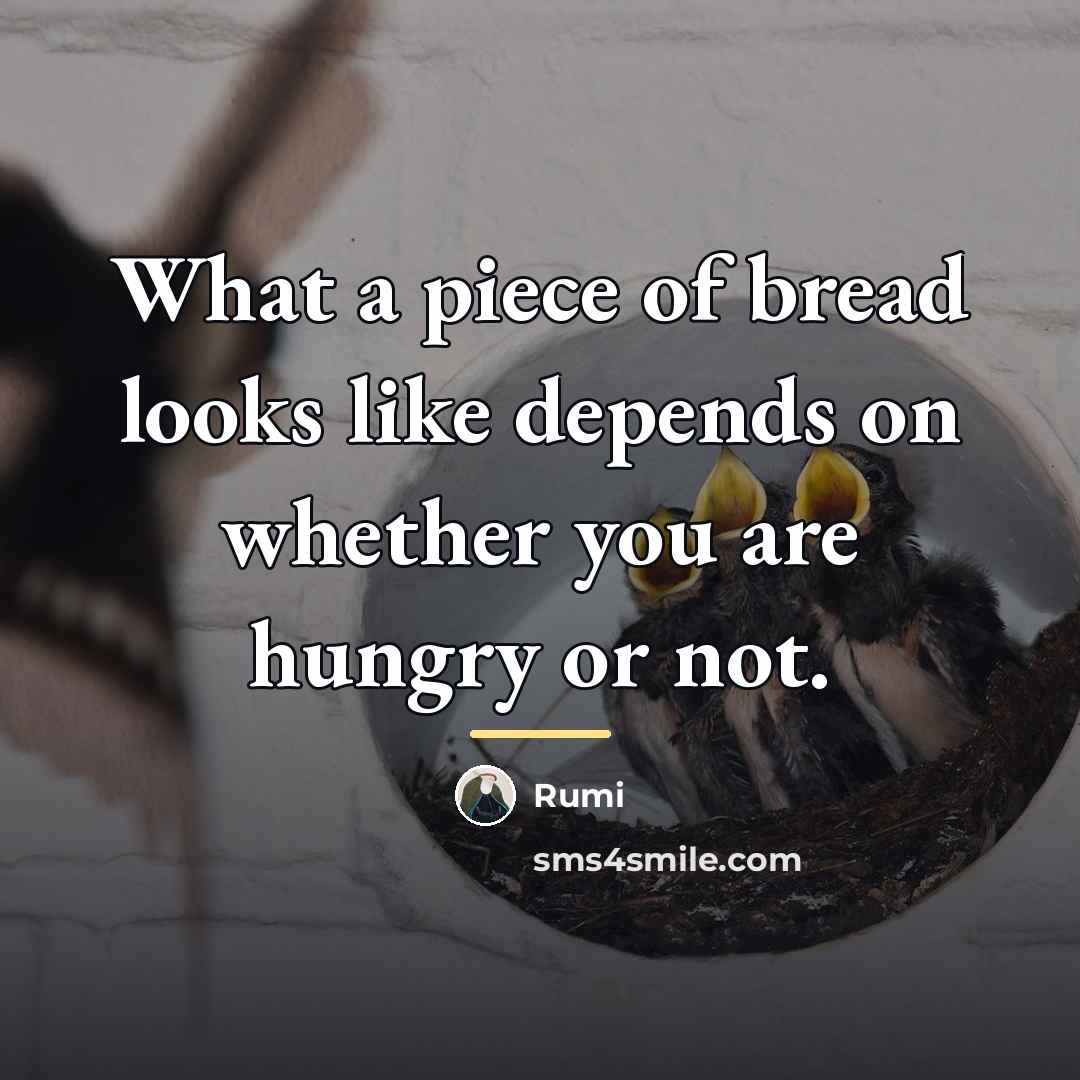 “What a piece of bread looks like depends on whether…” quote by Rumi