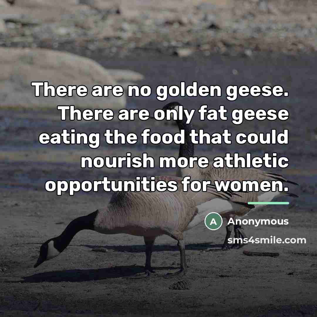 “There are no golden geese. There are only fat geese…” quote by Anonymous