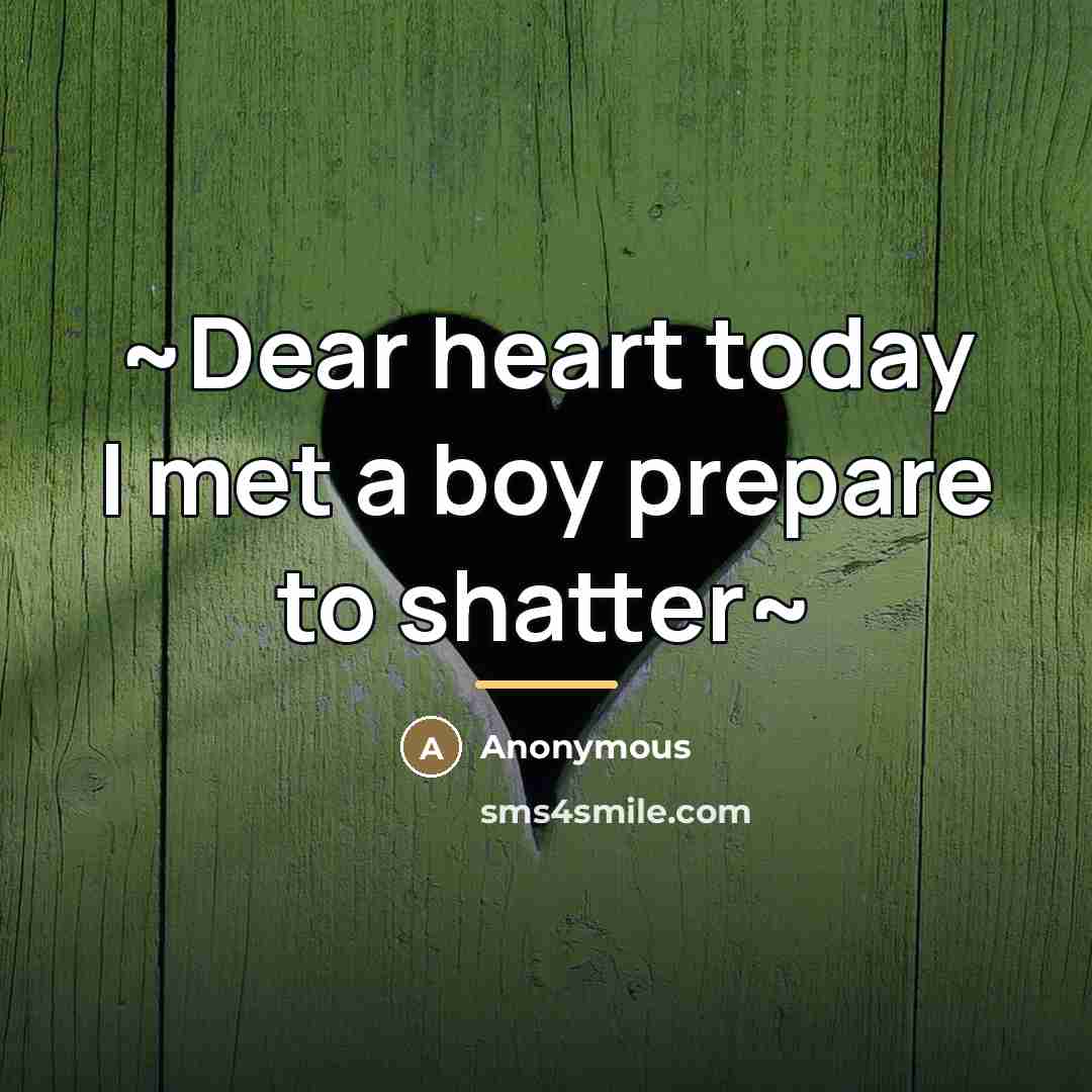 “~Dear heart today I met a boy prepare to shatter~…” quote by Anonymous