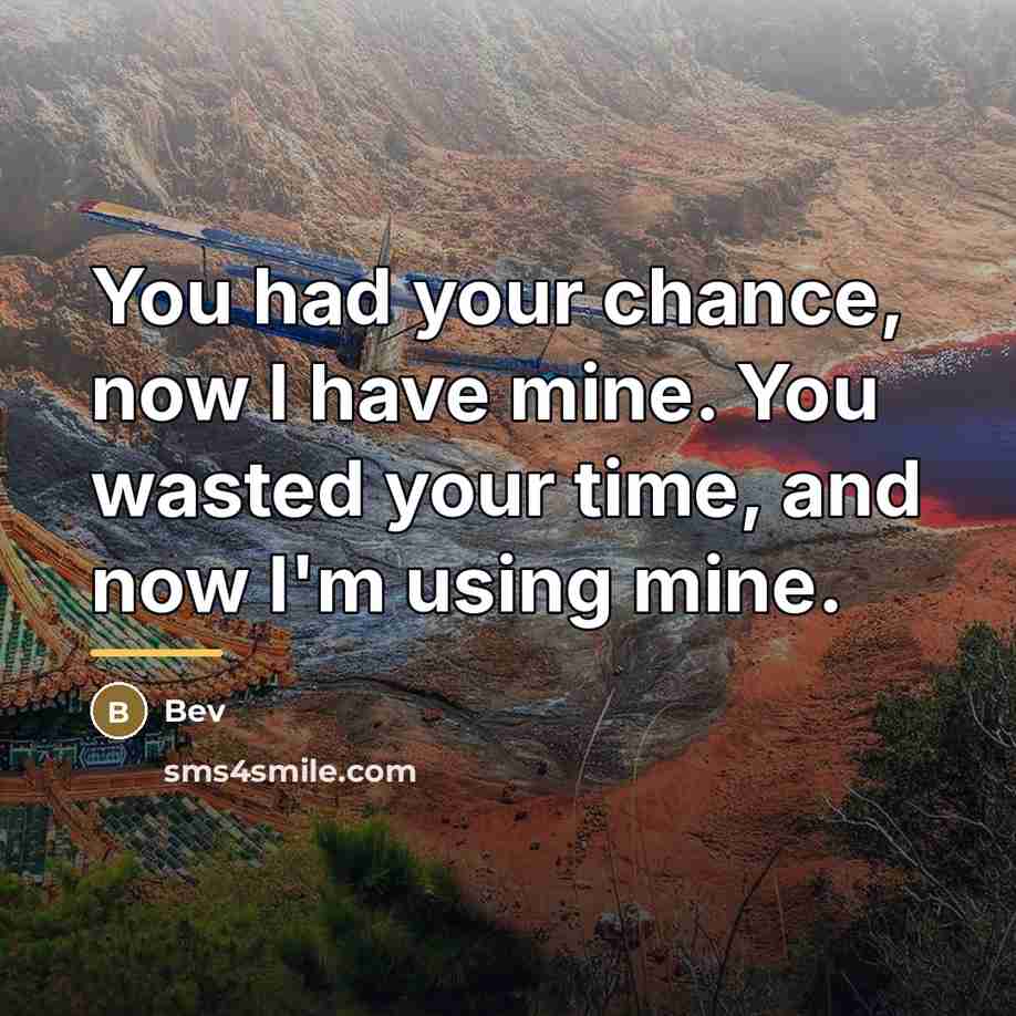 “You had your chance, now I have mine. You wasted…” quote by Bev