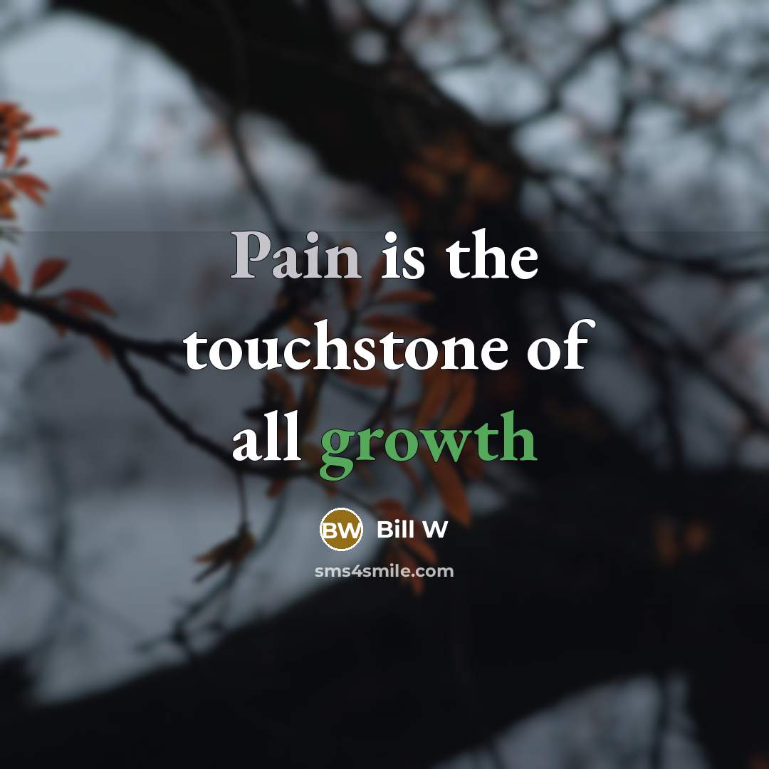 “Pain is the touchstone of all growth…” quote by Bill W