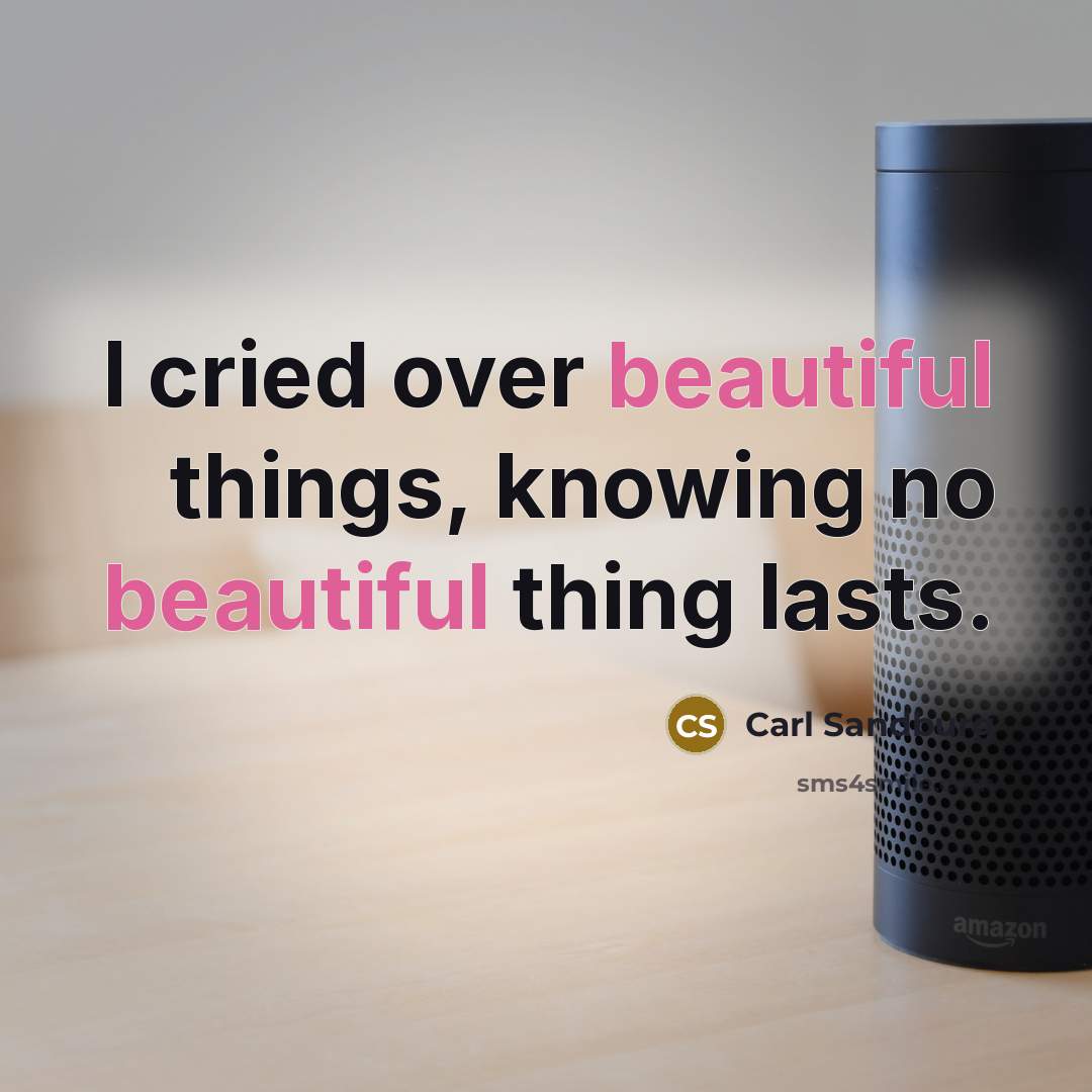 “I cried over beautiful things, knowing no beautiful thing lasts.…” quote by Carl Sandburg