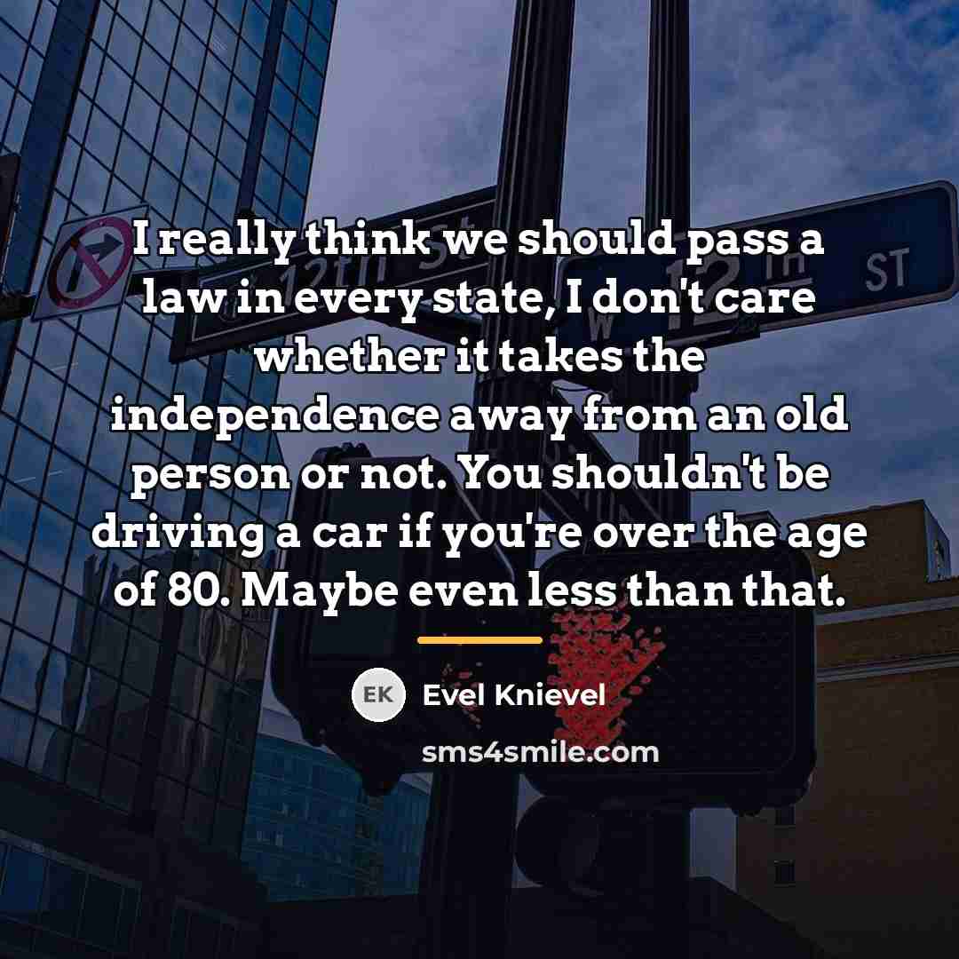 “I really think we should pass a law in every…” quote by Evel Knievel