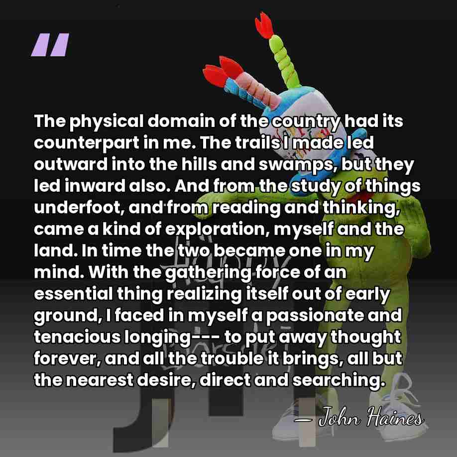 The physical domain of the country had its counterpart in me. The&hellip; - John Haines