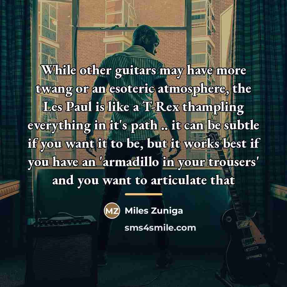“While other guitars may have more twang or an esoteric…” quote by Miles Zuniga