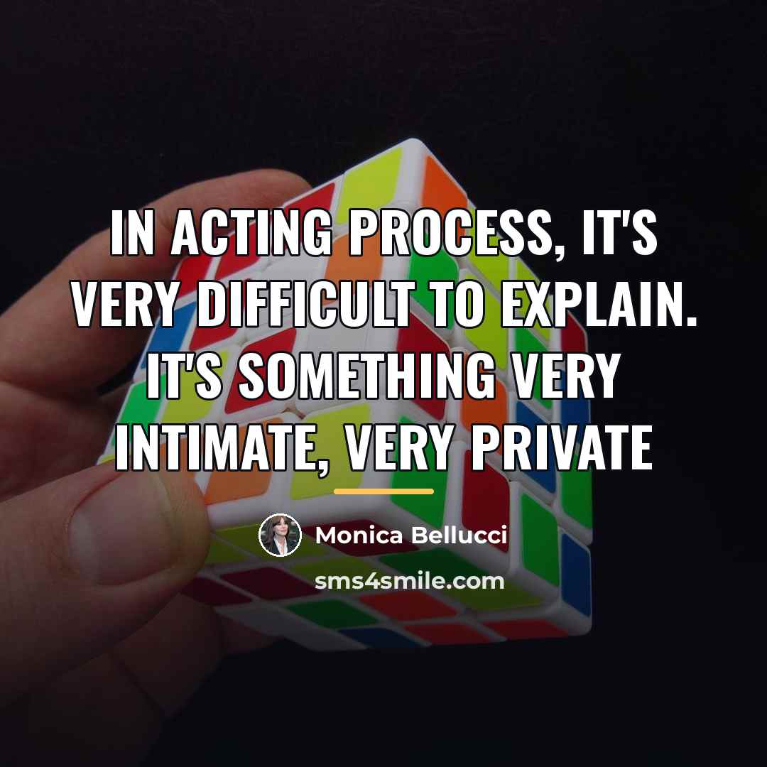 “In acting process, it's very difficult to explain. It's something…” quote by Monica Bellucci