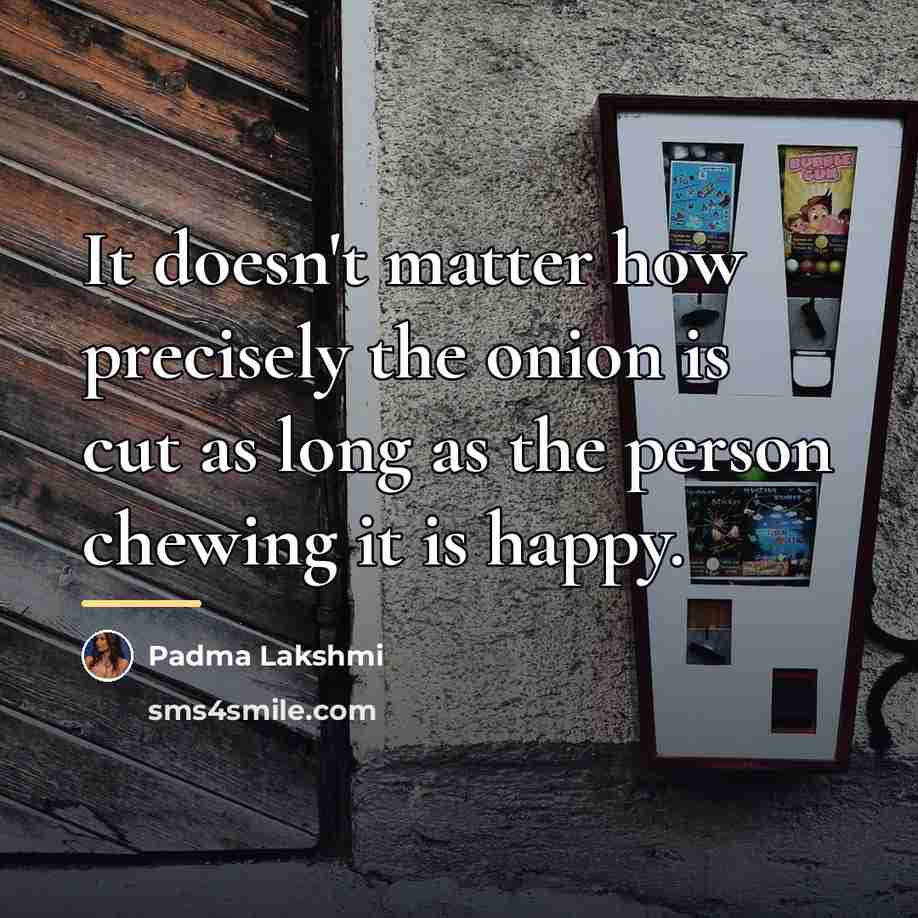 “It doesn't matter how precisely the onion is cut as…” quote by Padma Lakshmi