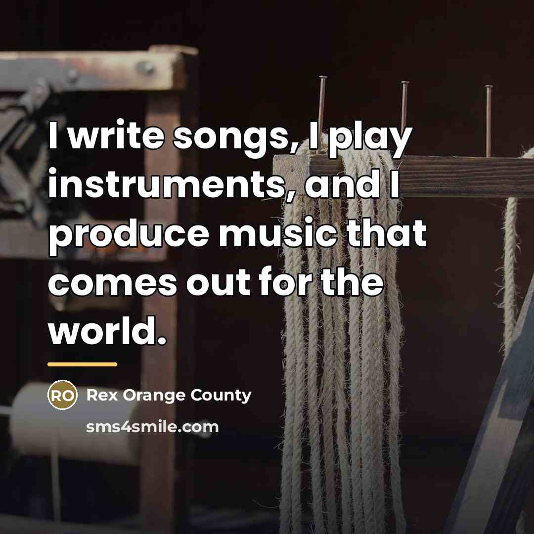 “I write songs, I play instruments, and I produce music…” quote by Rex Orange County