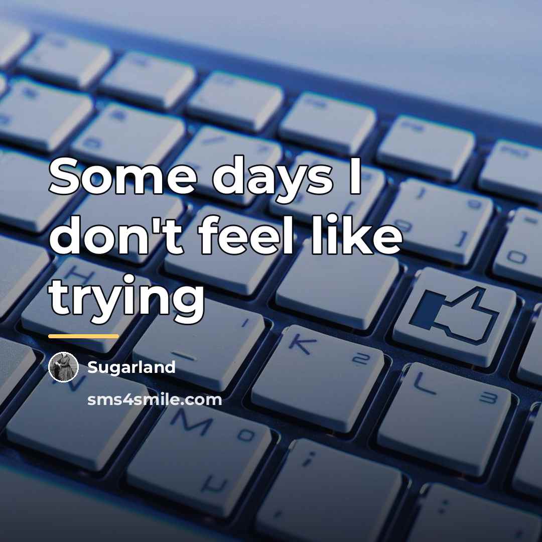 “Some days I don't feel like trying…” quote by Sugarland