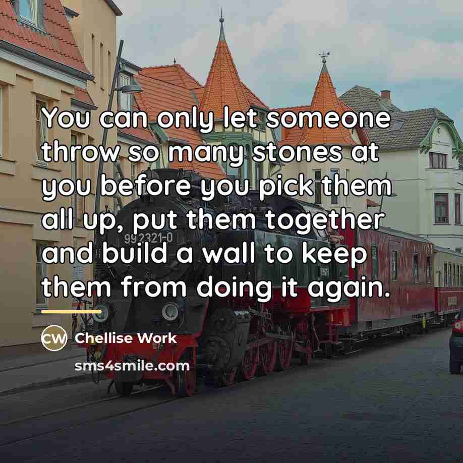 “You can only let someone throw so many stones at…” quote by Chellise Work
