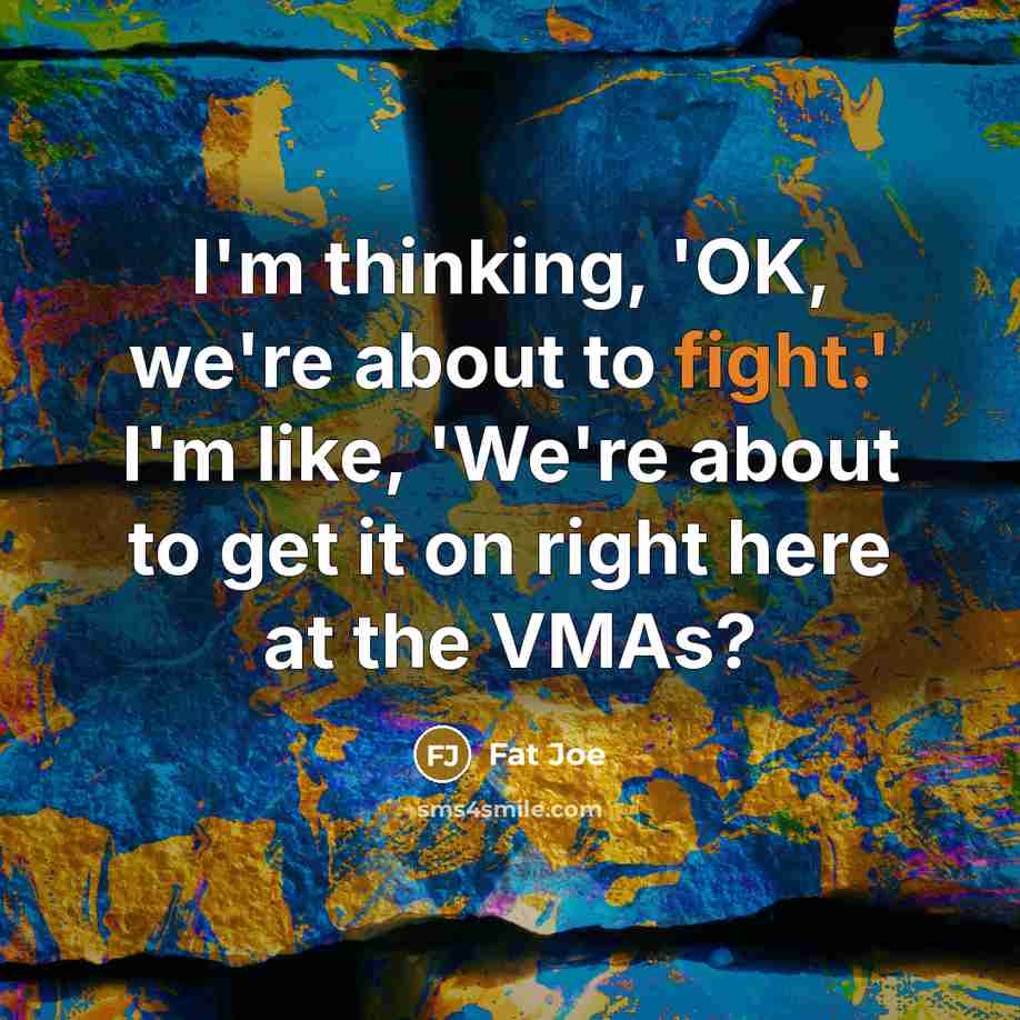 “I'm thinking, 'OK, we're about to fight.' I'm like, 'We're…” quote by Fat Joe