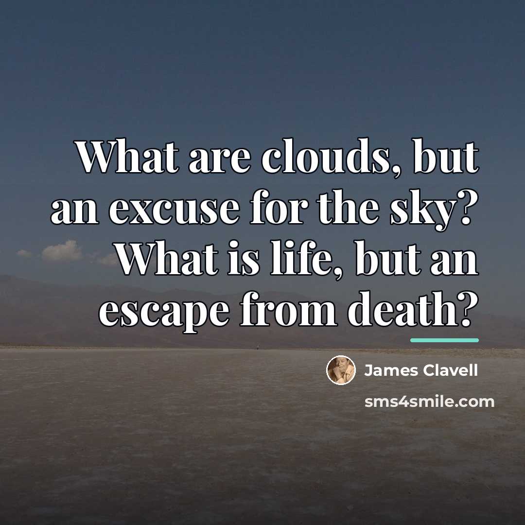 “What are clouds, but an excuse for the sky? What…” quote by James Clavell