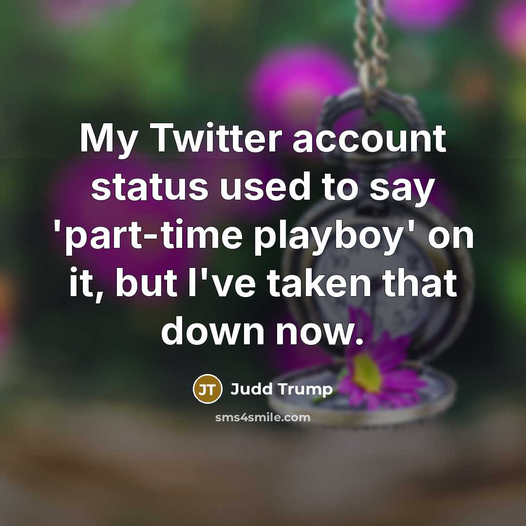 “My Twitter account status used to say 'part-time playboy' on…” quote by Judd Trump