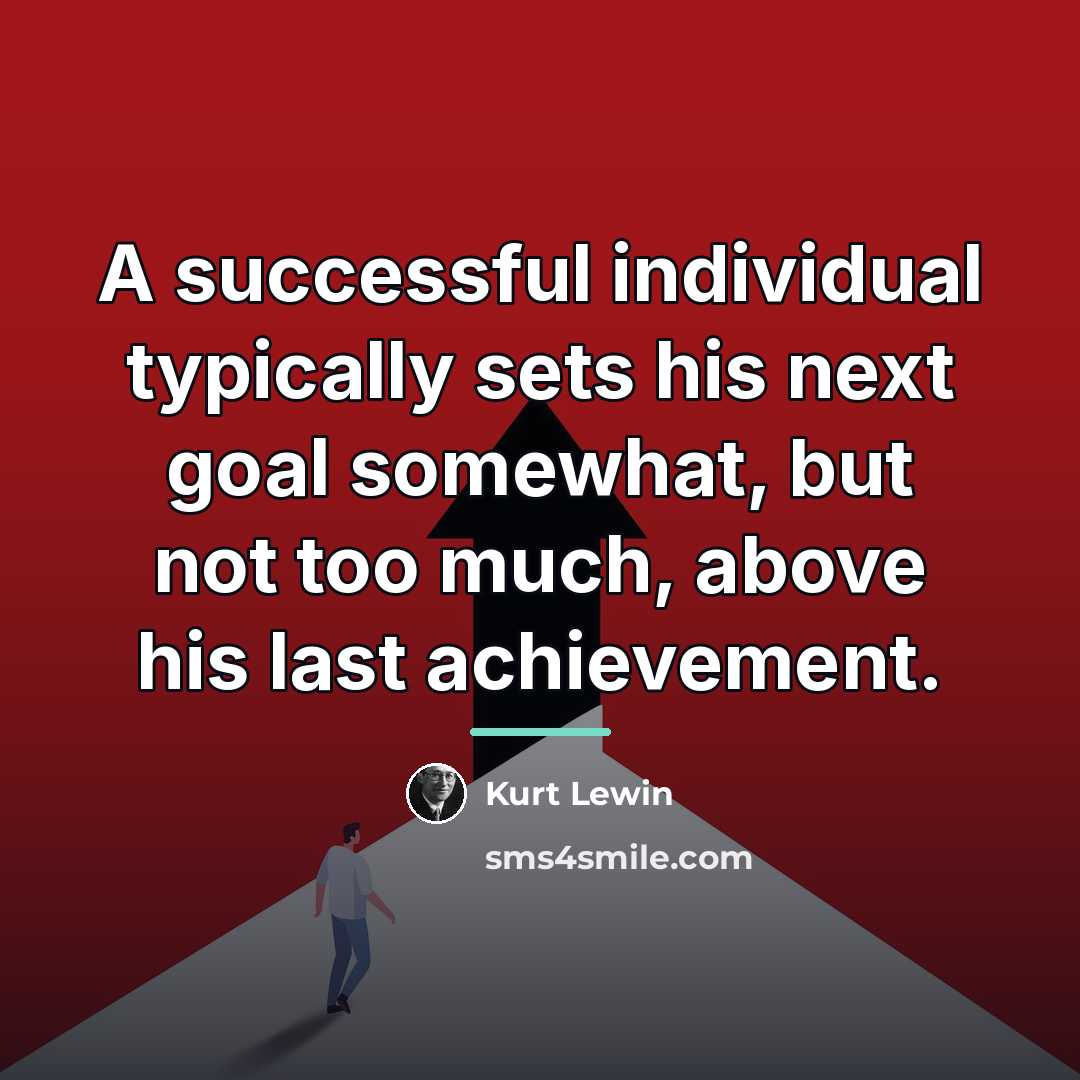 “A successful individual typically sets his next goal somewhat, but…” quote by Kurt Lewin