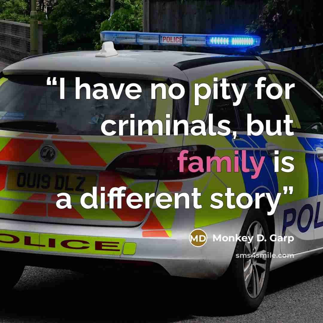 “I have no pity for criminals, but family is a different story” quote by Monkey D. Garp