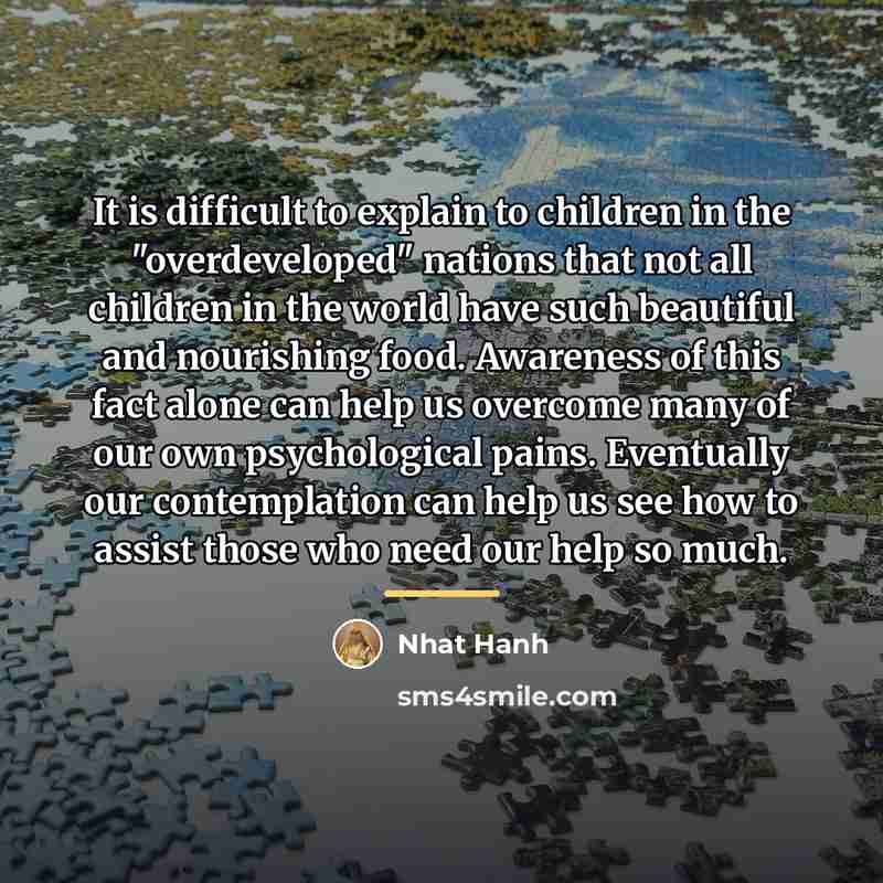 “It is difficult to explain to children in the "overdeveloped"…” quote by Nhat Hanh