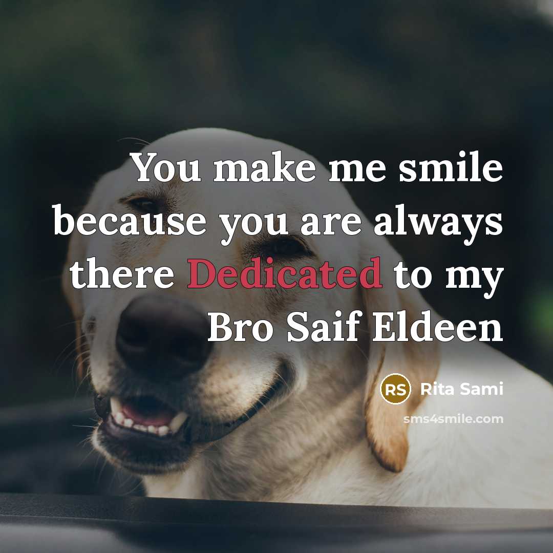 “You make me smile because you are always there Dedicated to my Bro Saif Eldeen” quote by Rita Sami