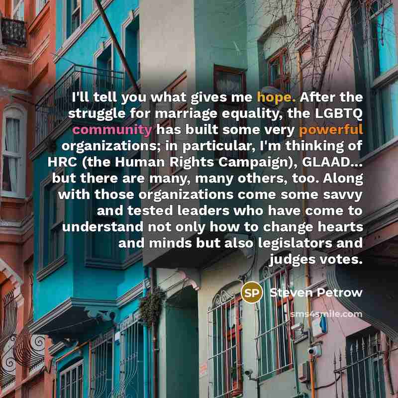 “I'll tell you what gives me hope. After the struggle…” quote by Steven Petrow