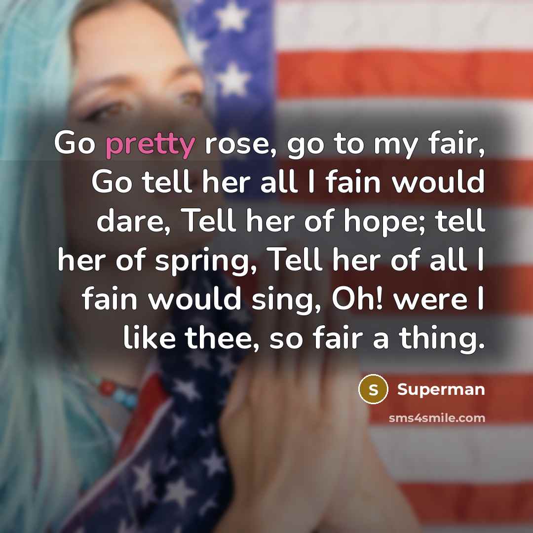 “Go pretty rose, go to my fair, Go tell her…” quote by Superman