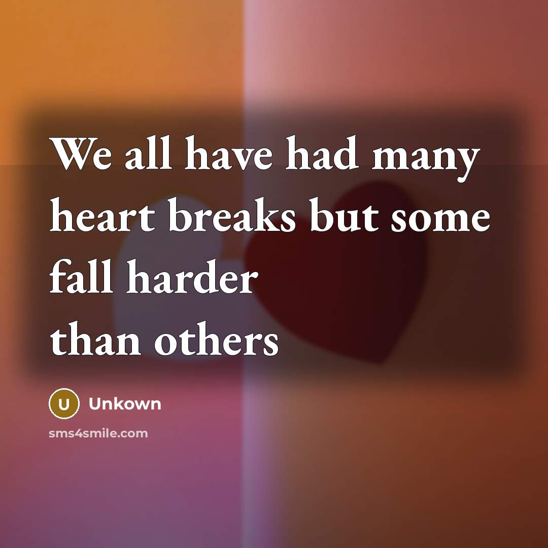 “We all have had many heart breaks but some fall…” quote by unkown