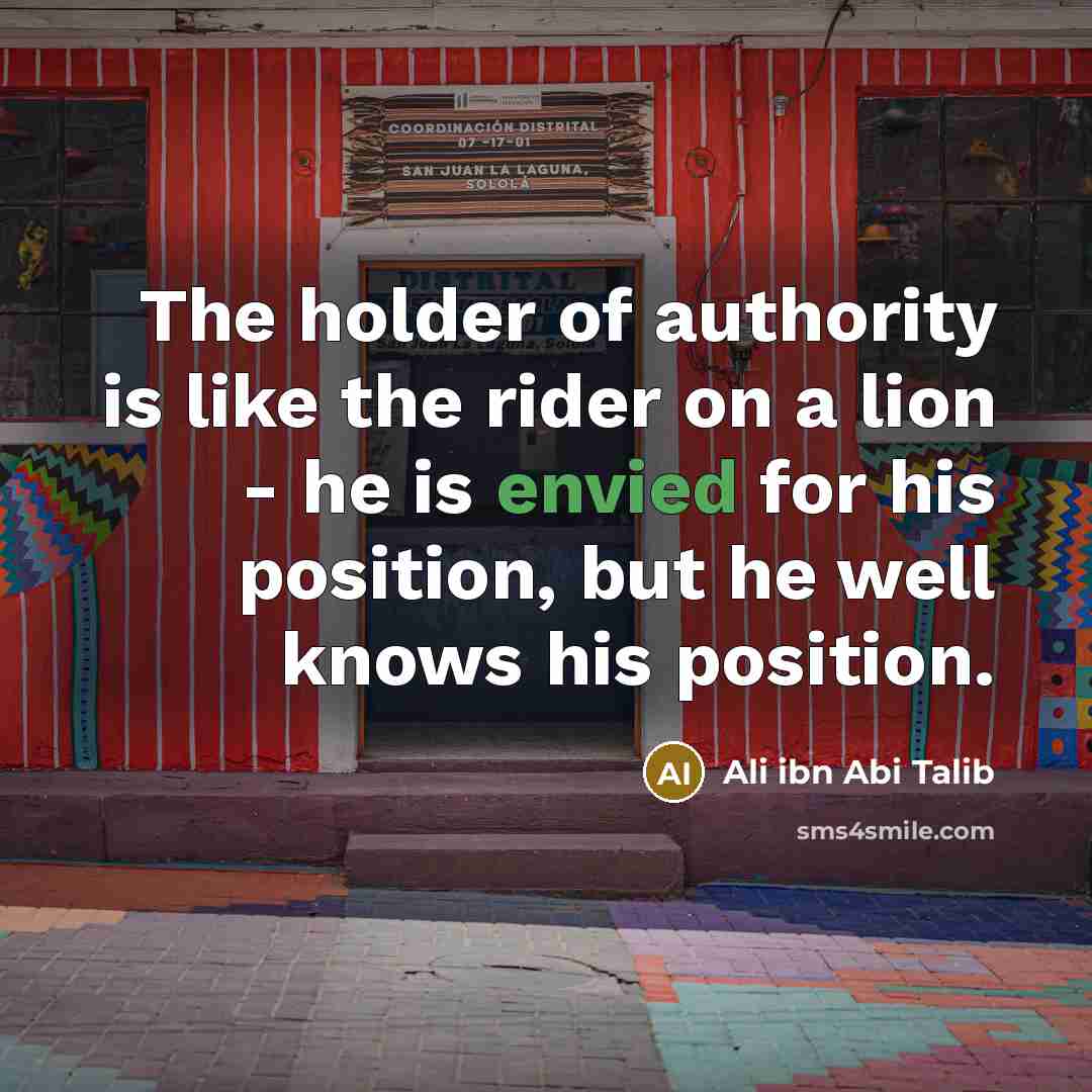 “The holder of authority is like the rider on a…” quote by Ali ibn Abi Talib