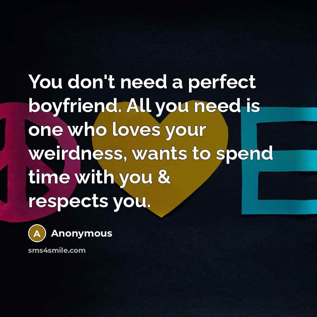 “You don't need a perfect boyfriend. All you need is…” quote by Anonymous