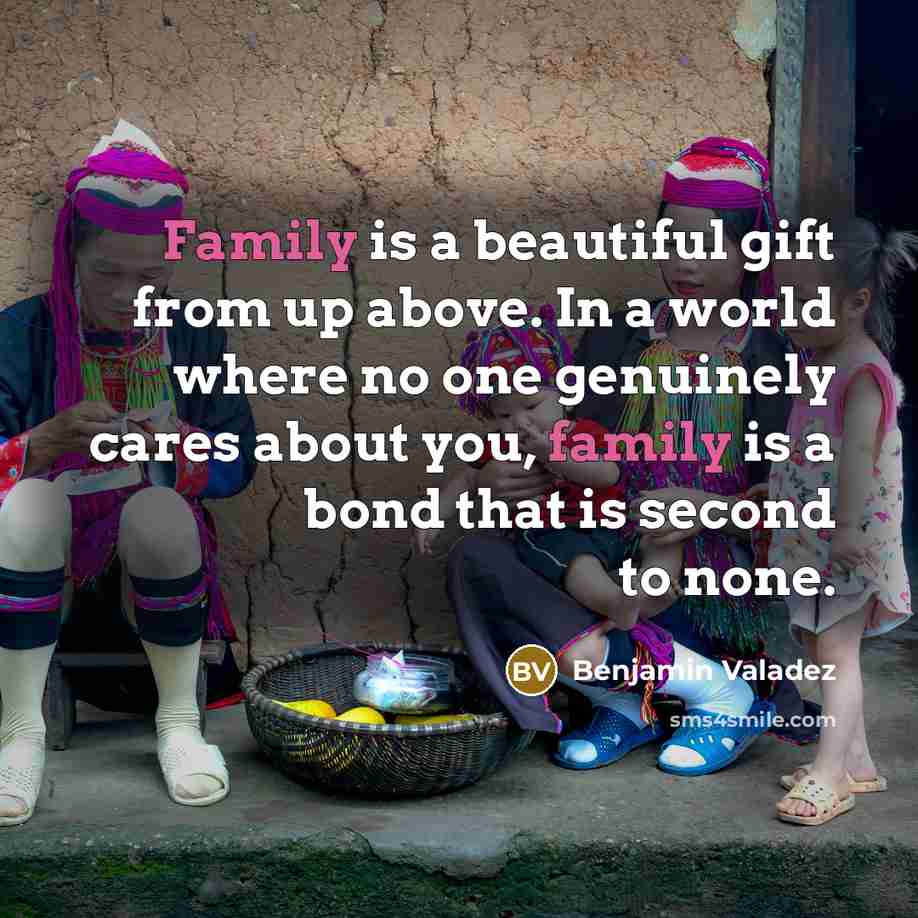 “Family is a beautiful gift from up above. In a…” quote by Benjamin Valadez