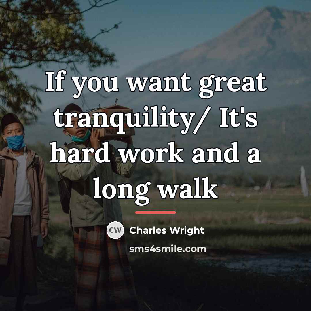 “If you want great tranquility/ It's hard work and a…” quote by Charles Wright