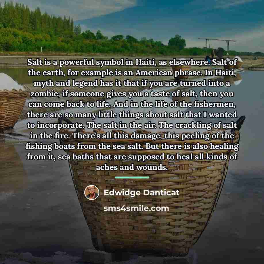 “Salt is a powerful symbol in Haiti, as elsewhere. Salt…” quote by Edwidge Danticat