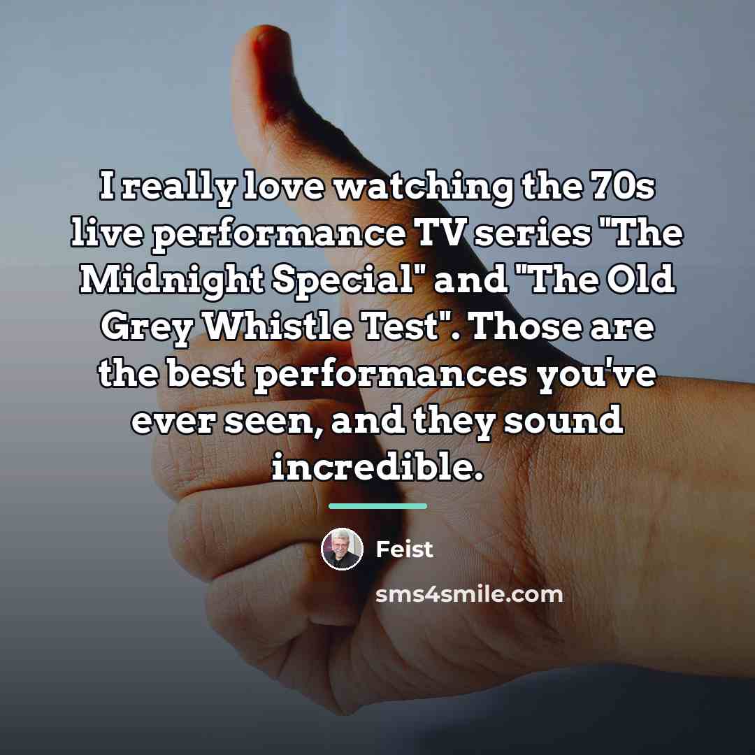 “I really love watching the 70s live performance TV series…” quote by Feist