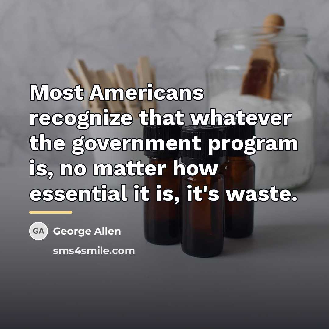 “Most Americans recognize that whatever the government program is, no…” quote by George Allen