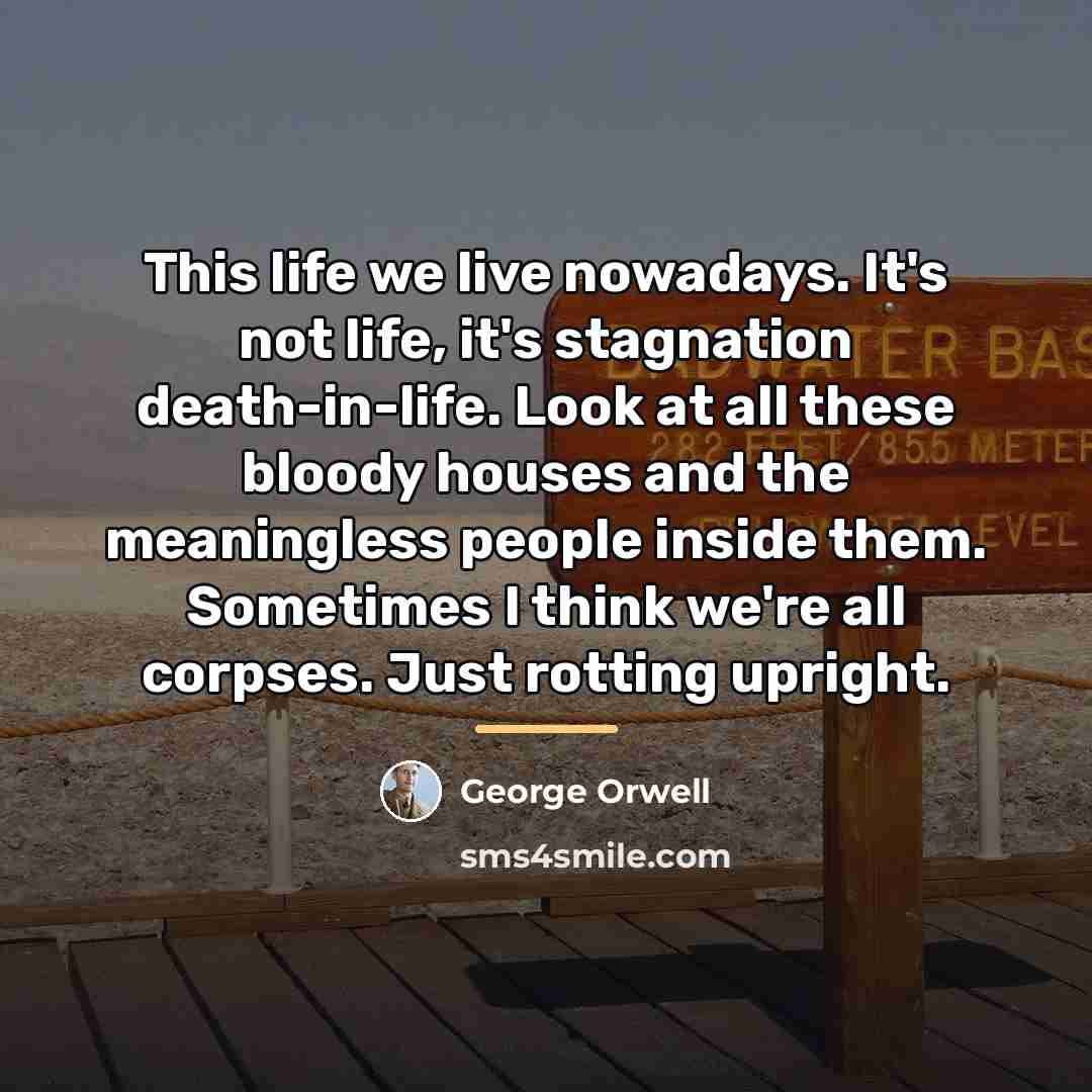 “This life we live nowadays. It's not life, it's stagnation…” quote by George Orwell