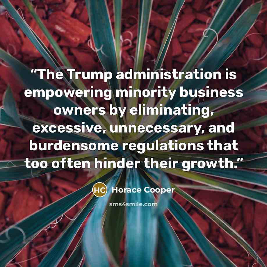“The Trump administration is empowering minority business owners by eliminating, excessive, unnecessary, and burdensome regulations that too often hinder their growth.” quote by Horace Cooper