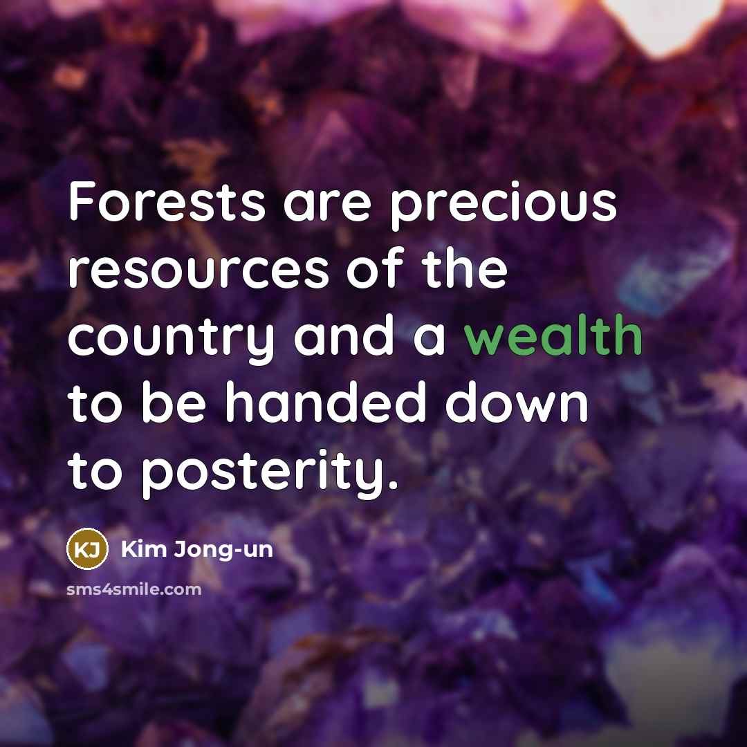 “Forests are precious resources of the country and a wealth…” quote by Kim Jong-un