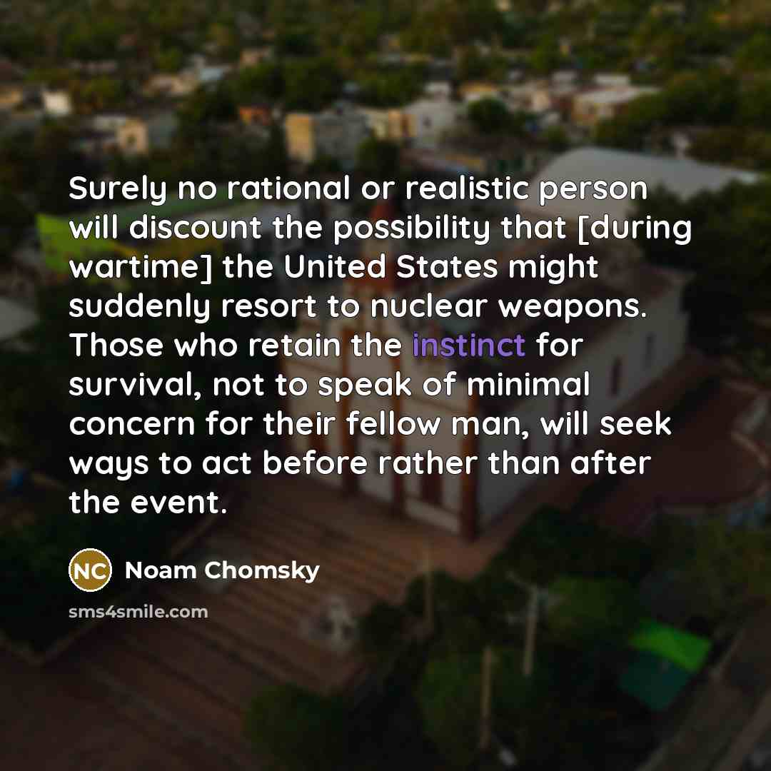 “Surely no rational or realistic person will discount the possibility…” quote by Noam Chomsky