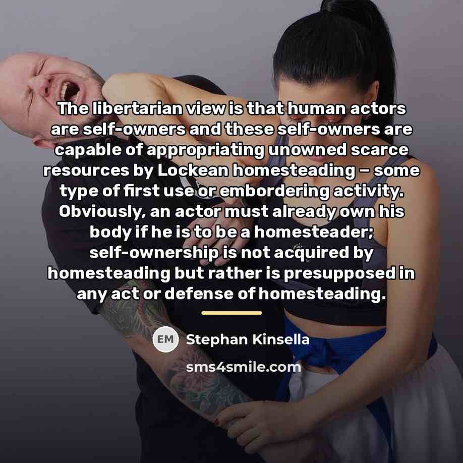 “The libertarian view is that human actors are self-owners and…” quote by Stephan Kinsella
