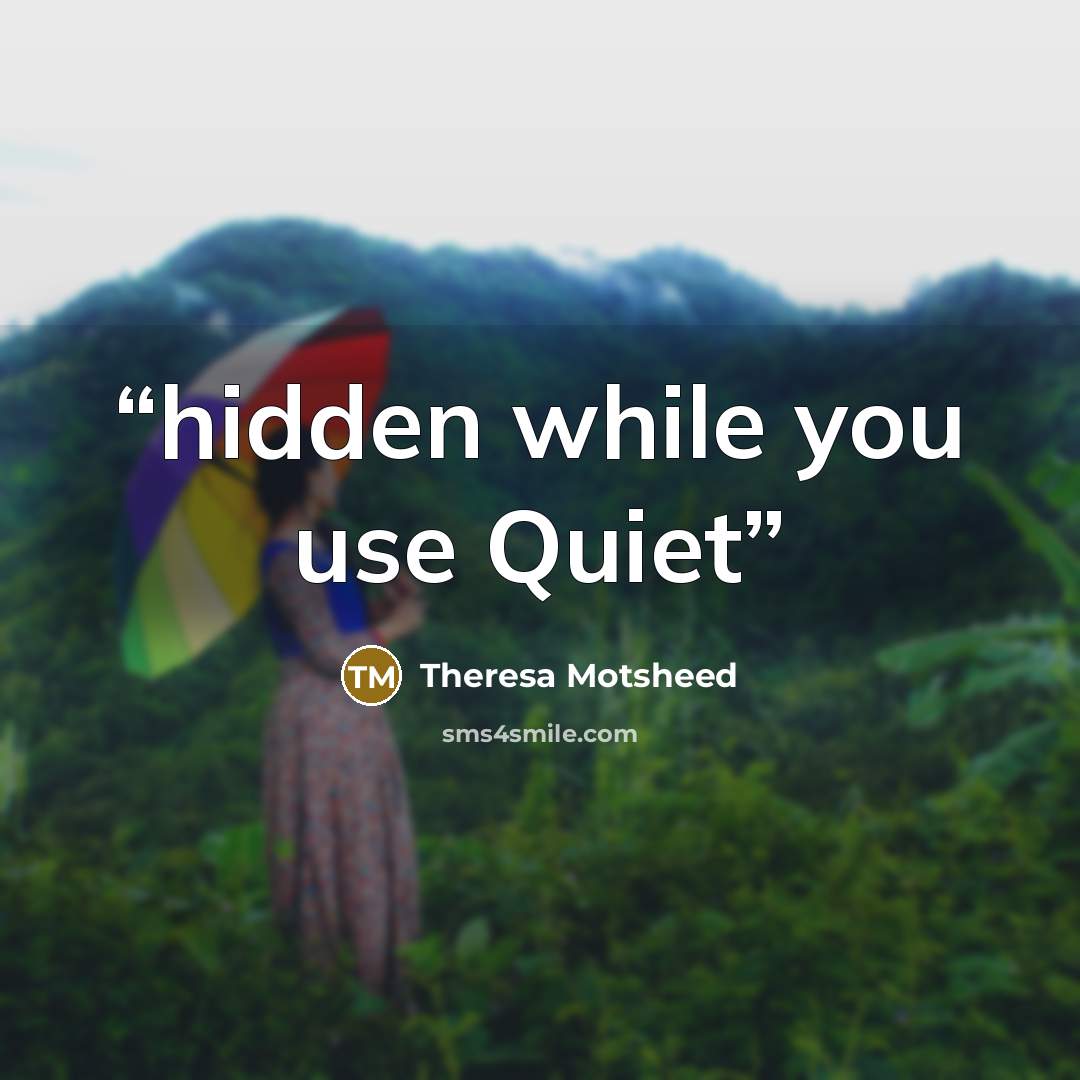 “hidden while you use Quiet” quote by Theresa Motsheed