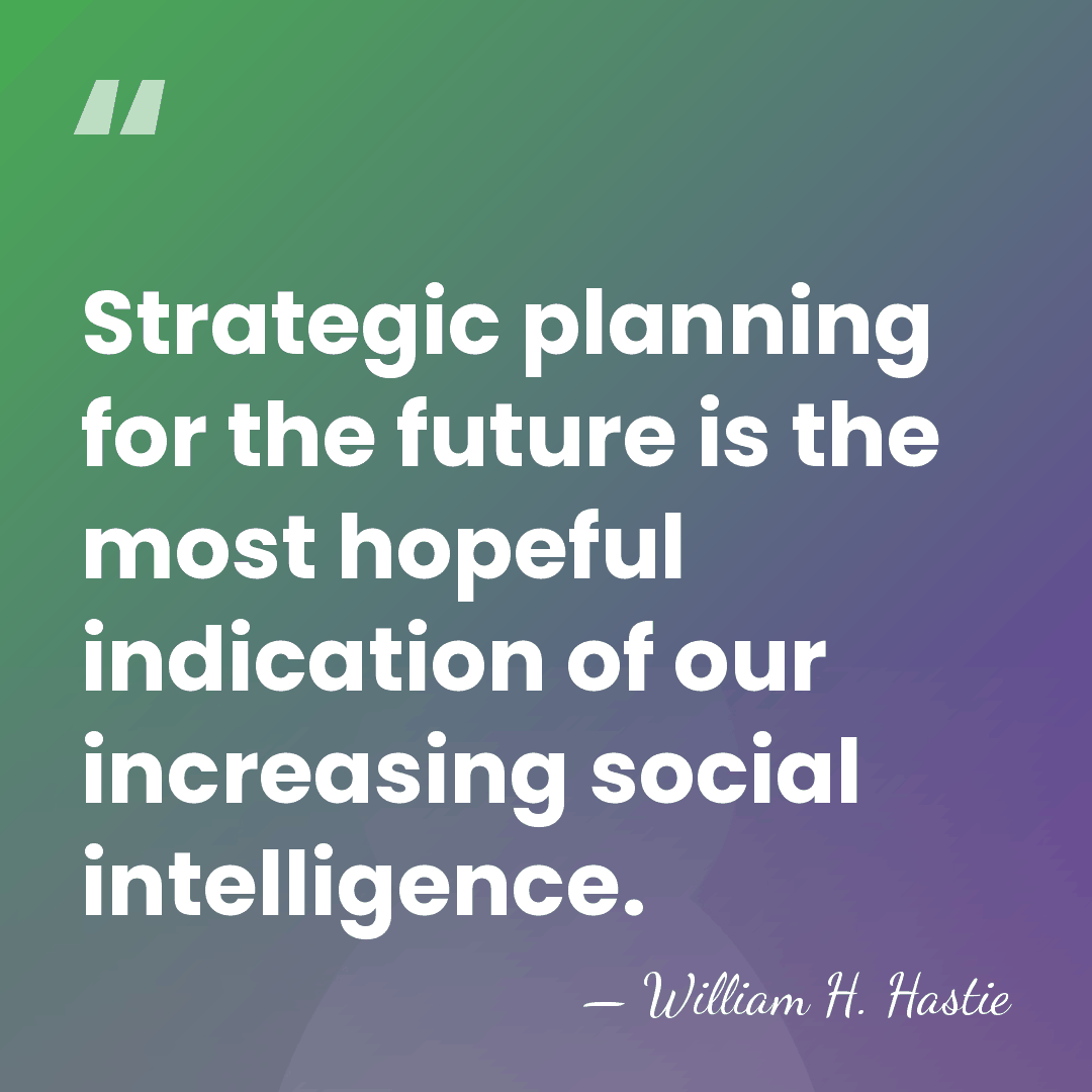 Strategic planning for the future is the most hopeful indication of our&hellip; - William H. Hastie