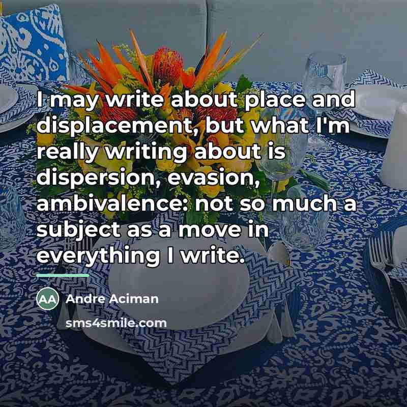 “I may write about place and displacement, but what I'm…” quote by Andre Aciman