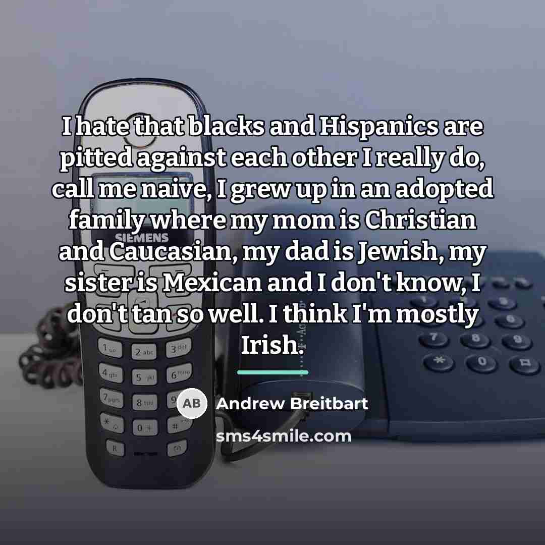 “I hate that blacks and Hispanics are pitted against each…” quote by Andrew Breitbart